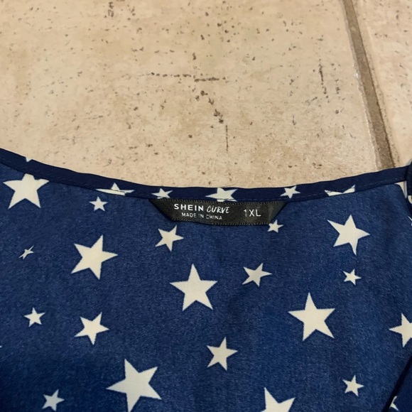 💜 Shein Curve Blue & White Star Print Cami Tank Top - 1XL - Picture 4 of 7